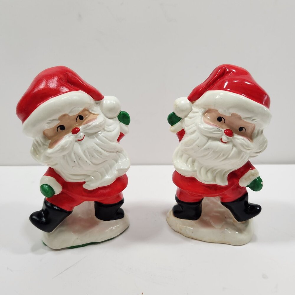 Vintage MCM 60s Christmas Kitch Santa Figurines Made in Japan Set of 2